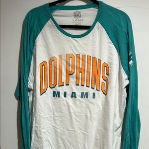 Miami Dolphins NFL Team Apparel White and Teal Shirt